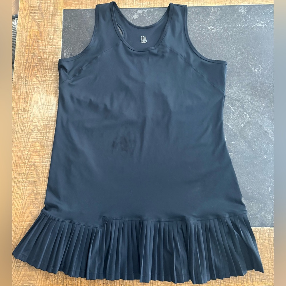 Athletic Black Pleated-Hem Mini Dress